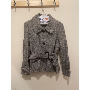 Vintage GMI women belted collared cream single button peacoat size 6